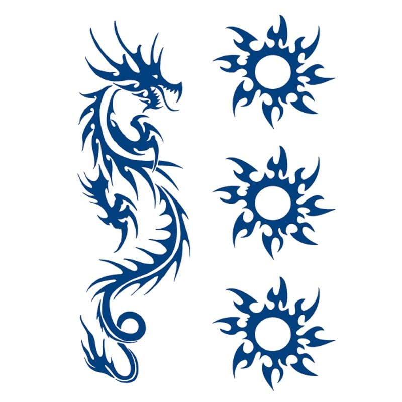 GZX004 009 2 Small Sheets Temporary Dragon Tattoos Long Lasting