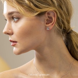 925 Sterling Silver Studs Earrings Set with CZ for Women Girls,Jewelry Gift for Christmas,Birthday,Vanlentines,Mothers Day with Jewelry Box (Star/Moon/Smiley-Silver)