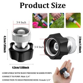 Shoyisenka 3/4 Inch Hose Adapter for Pressure Washer & Garden Hose, Electric Pressure Washer Coupler, Heavy Duty Garden Hose Adapter