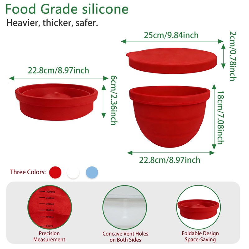 Upgraded Collapsible Silicone Bowl Liners for 5 Qt KitchenAid Tilt-Head