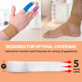 MEDca Self Adherent Cohesive Wrap Bandages 1 Inch X 5 Yards 24 Count with Strong Elastic and Colorful First Aid Tape for Sprain Swelling and Soreness on Wrist and Ankle (Rainbow Color)