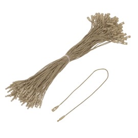 sourcing map Cotton Hang Tag String Snap Lock Pins Loop Price Tag Fastener Plastic Tags Ties Light Coffee 7.8 Inch Pack of 100