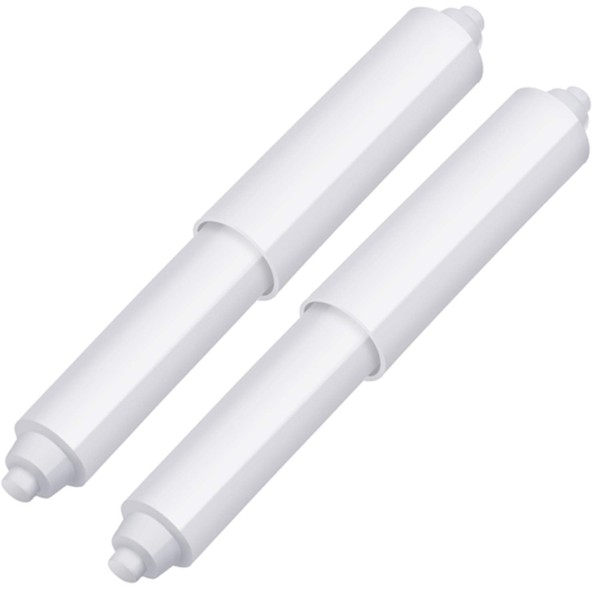2 Pieces Toilet Paper Holder Roller Spindle Replacement Rod Plastic Spring Loaded (White)