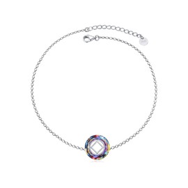 LEECCI Sobriety Gift 925 Sterling Silver Narcotics Anonymous Colorful Crystal Bracelet NA Recovery Symbol Sobriety Narcotics Anonymous Crystal Gifts for Women Men (Colorful Crystal NA Bracelet)