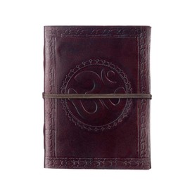 Ohm Symbol Leather Journal | 13.5cm x 18.5cm | Handmade, Fair Trade & Eco Friendly Leather Bound Notebook Alternative for Men and Women
