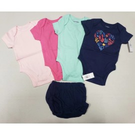 Old Navy Baby Girls One Piece Short Sleeves Shorts Blue Pink Floral Heart 3-6 M