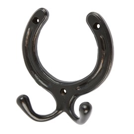 Hammer and Tongs - Horse Shoe Double Coat Hook - W100mm x H110mm - Black