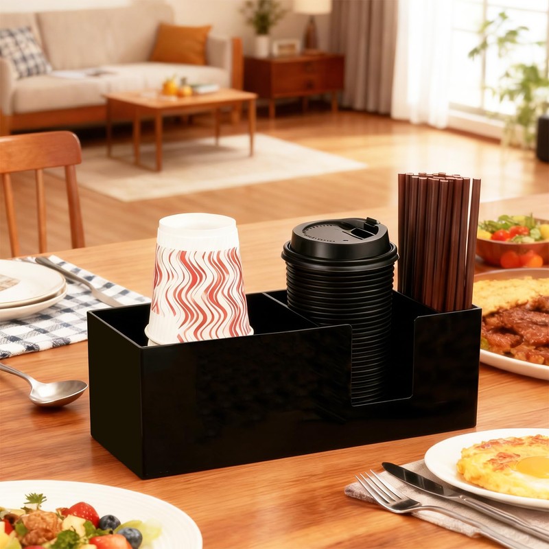 Coffee Cup Holder for Countertop, Acrylic Disposable Cup Organizer Black