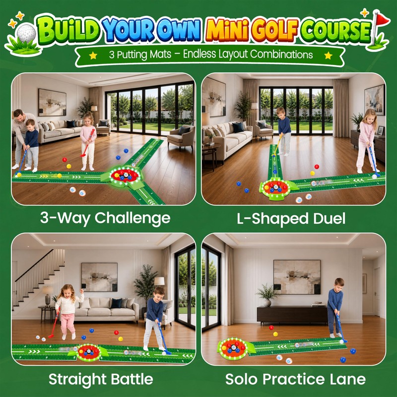 Kids Golf Toys Set, Light Up Golf Putting Indoor Game