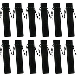 WFPLUS 50 Pieces Velvet Pen Pouch with Drawstring - Velvet Pen Bag Case Pen Holder Pencil Bag for Pen & Pencil (Black)
