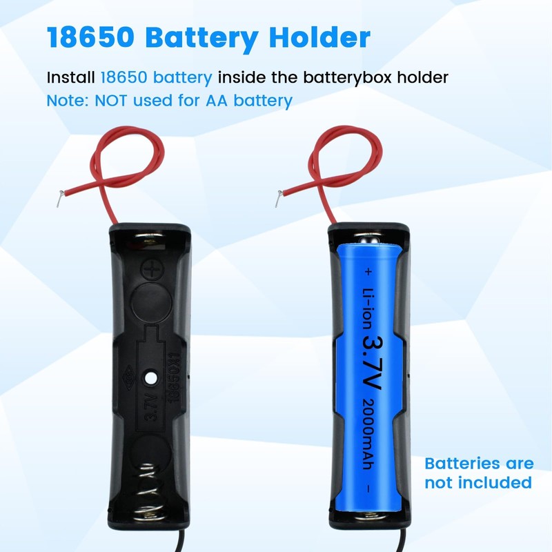 SDTC Tech 2-Pack 3.7V 18650 Battery Holder with Extend Button