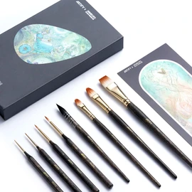 Artify Watercolor Brushes - Collaboration with Painter Stephanie Law, 8Pcs Watercolor Brush Set Professional Bionic Hair, High Paint Capacity & Tip Retention, Round, Detail, Filbert, Quill Brushes