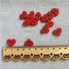100Pcs 2 Holes Red Heart Button Red Love Heart Wooden