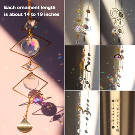Crystals Suncatcher, 7Pieces Colorful Hanging Sun Catcher with Chain Prism Pendant Ornament Crystal Balls for Indoor Window Home Garden Christmas Day Party Wedding Decoration