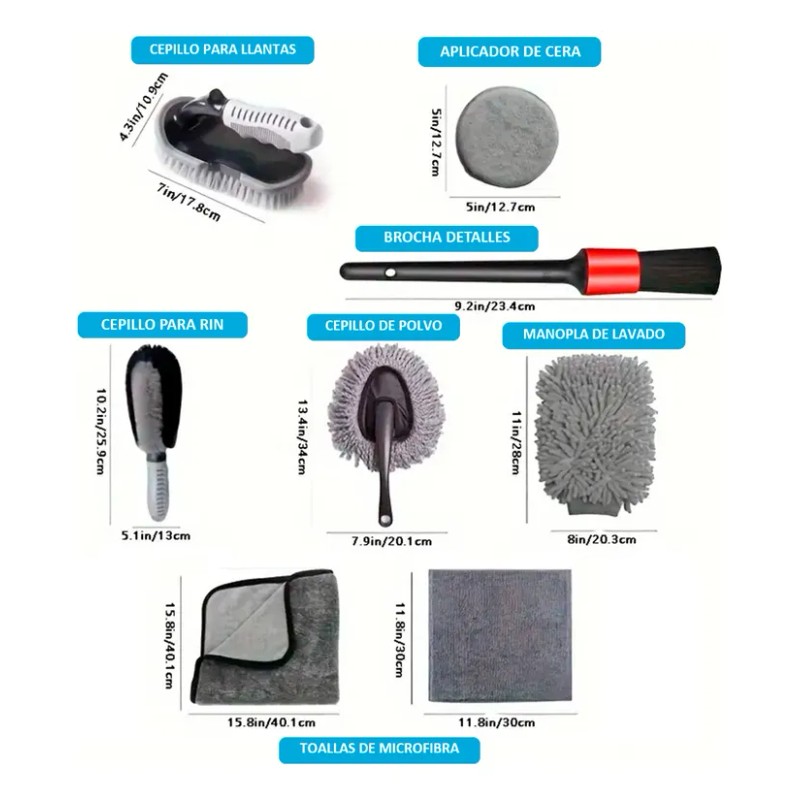 Kit De Lavado Auto/moto 8 Piezas