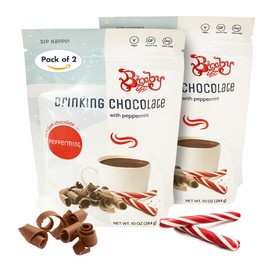 All Natural Drinking Chocolate - Rich Dark with Peppermint by Bixby Chocolates - 12 Ounce Bags, Pack of 2 Gluten Free, Vegan, Non-GMO Fancy Mix Hot Chocolate Melts -14 Servings