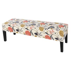 SearchI Stretch Dining Bench Covers, Washable Anti Dust Durable Bench Cushion Covers Printed Bench Slipcover, Dining Room Bench Covers for Dining Room, Bedroom, Living Room(Orange Flower)