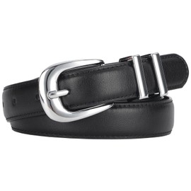 ALAIX Women's Leather Belt for Jeans Pants Dress Black Leather Belt with Gold/Silver Buckle Fashion Jeans Belts for Women