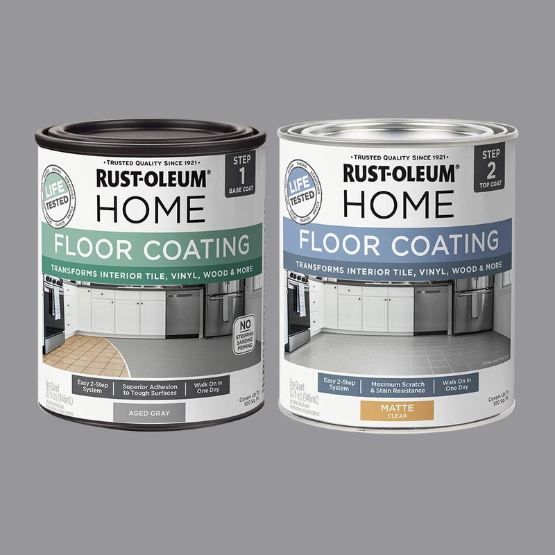 Rust-Oleum 367592 Home Interior Floor Coating Kit, Matte Aged Gray
