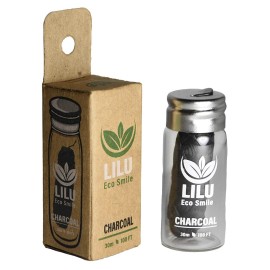 Lilu Organic Vegan Bamboo Charcoal Dental Floss in Reusable Glass Bottle Lilu