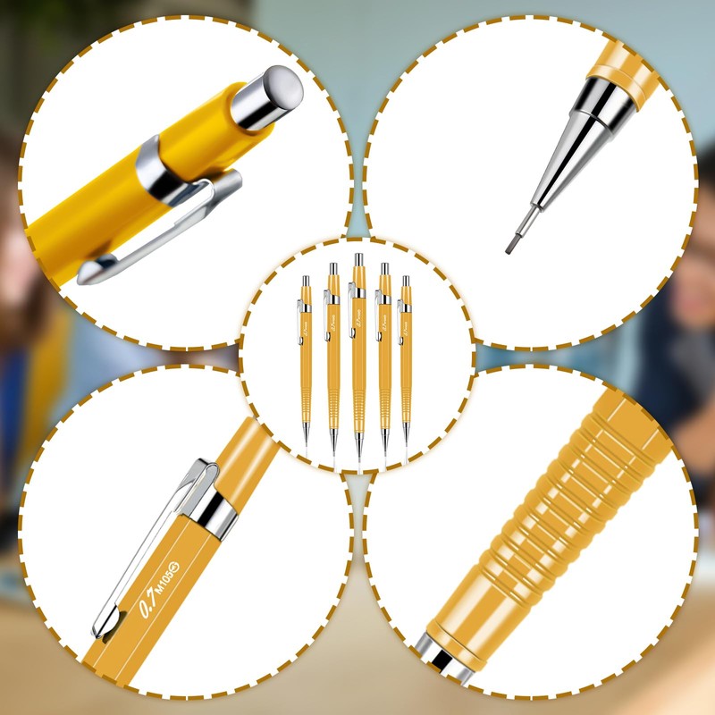 Gueevin 24 Pcs Mechanical Pencil Metal Penpoint Mechanical Pencil Retractable