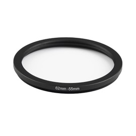 62mm Lens to 55mm Camera Lens Adapter 62mm to 55mm Step Down Ring Adapter Ring for All Brands of UV ND CPL, with Premium Lens Wiping Cloth 2 Pack (62mm-55mm)