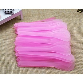 WOIWO 10PCS Facial Cream Makeup Mask Spatula Plastic Spoon,For Mixing and Sampling Beauty Products (Pink)