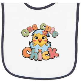 inktastic 1 Cute Chick Baby Terry Cloth Bib White and Navy 46d88