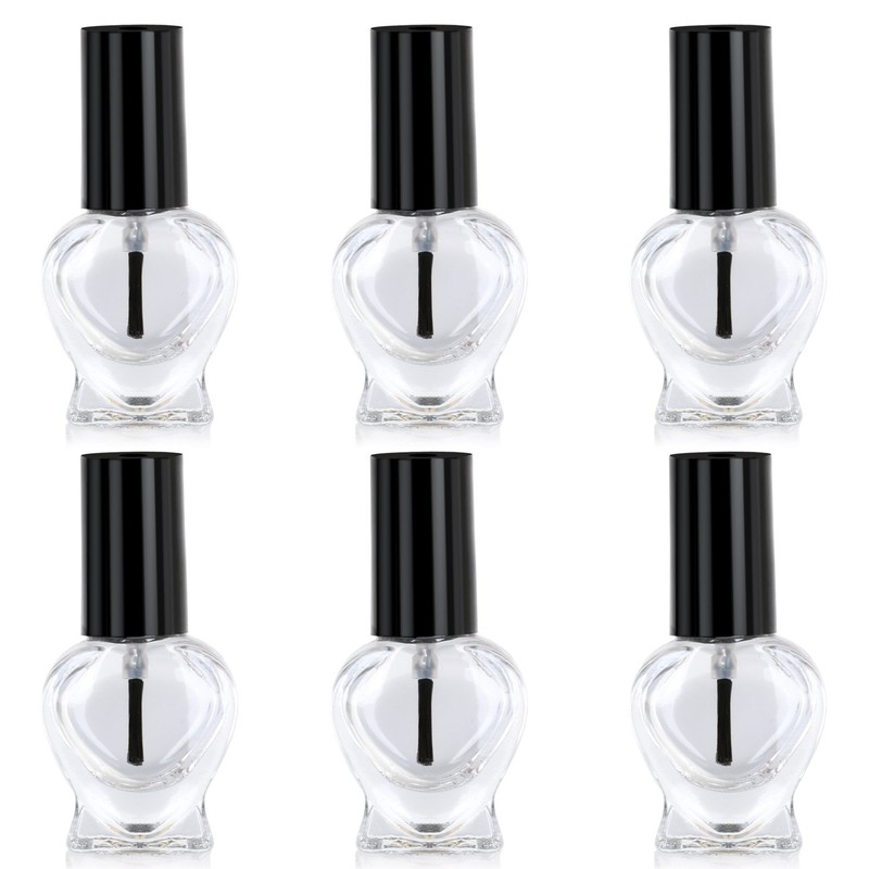 TRIXES 6x Empty Heart Shaped Nail Varnish Bottles