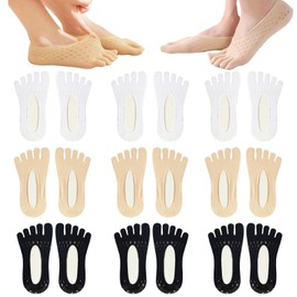 TUONYIS Orthopädische Kompressionssocken für Damen, atmungsaktiv, Fünf-Finger, unsichtbar, Zehentrenner für Damen, 3 Farben, 9 Paar, 3 Farben, 5-7