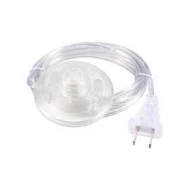 Rebower Pedal Push Button Switch Inline Latching ON/OFF Round Lamp Lighting Foot Switch (with Wire), [for Floor Lights] - 5.9ft / Clear / 1Pcs