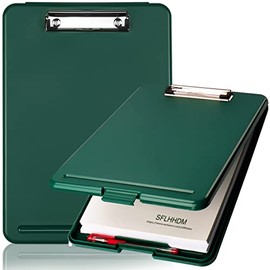 A4 Clipboard File Cover Folder Folio Clip File Clamp Binder Organizer Case Waterproof Clipboard Box with Storage Nursing Clipboards Foldable Document Case for Office, School, Nurse (Emerald)