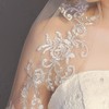 JWICOS Hermoso velo de encaje de boda para novias, 2