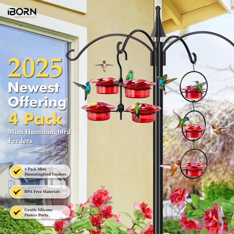 iBorn Small Hummingbird Feeder Hummingbird Feeders for Outdoors Hanging 4PCS