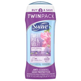 Suave Deodorant Antiperspirant Deodorant Stick 48-hour Odor and Wetness Protection Sweet Pea Violet Deodorant for Women 2.6 oz 2 Count