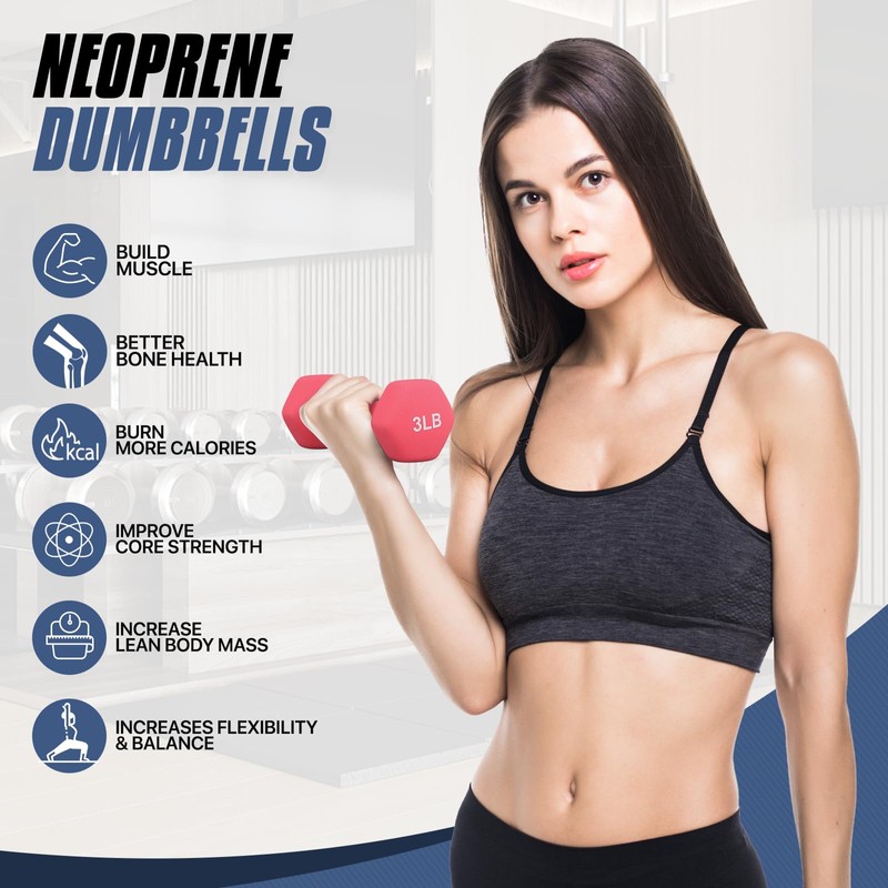 MADOG Dumbbell Set, Anti-Slip Neoprene Coated Hexagon Hand Weights for