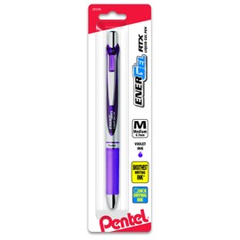Pentel EnerGel Deluxe RTX Retractable Liquid Gel Pen, (0.7mm), Metal Tip, Violet Ink, 1 Pack (BL77BPV)