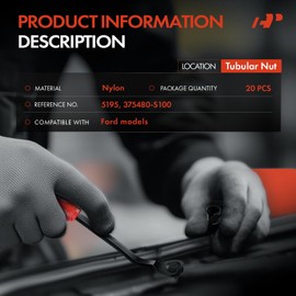 A-Premium 20PCS Metal Fastener Fender Retainer Clips Tubular Nut Compatible with Ford Models - For 6.35mm Hole