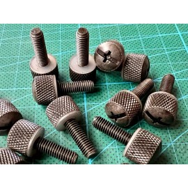 Hammond #10-32 x 5/8" Rack Mount Thumb Screws w/ Nylon Washer, Steel, Jar of 100