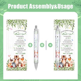 KEDEMAS 36 Woodland Animals Baby Shower Favors, Includes Rolling Paper Ballpoint Pens & Greeting Bookmarks, Perfect Game Prizes for Guest
