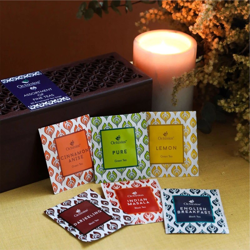 Octavius, Assorted Tea Sampler Gift Set (6 Flavors, 60 Tea