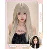 Sizuuenn Women's Long Hair Lady Long Straight Bangs Blonde Platinum