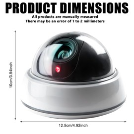 GOMETY 3 Stück Dummy Kamera, 12,5 x 10cm Dome Überwachungskamera Attrappen mit Rot Blinkender LED, CCTV Fake Dome Camera für Zuhause und Büro Überwachung