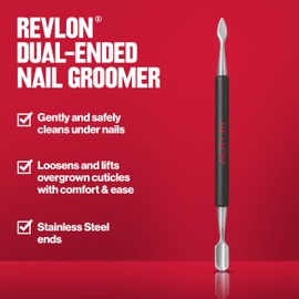 REVLON Revlon Expert Dual-Ended Nail Groomer, Stainless Steel Manicure Tool, Clean Under Fingernails and Lift Cuticles, 1 Count