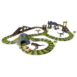 NKOK WowWorld Dino Safari Track Set 311-PC Deluxe B/O Dino Safari Track Set, Multi