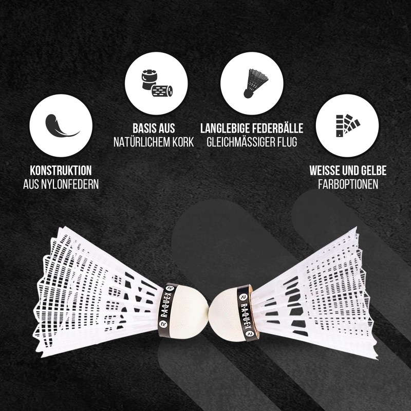 Raquex Nylon Badminton Shuttlecocks - Tube of 6 Shuttlecocks with