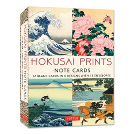 Hokusai Prints Note Cards - 12 Cards: 12 Blank Cards in 6 Lovely Prints (2 each) with 12 Patterned Envelopes in a Keepsake Box