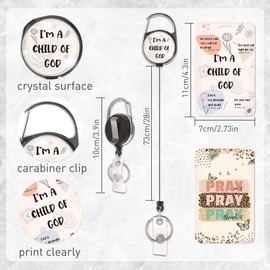 2PCS Badge Holder with Retractable Reel Clip, Christian Faith Bible Verse Pray ID Card Badge Holder with Belt Clip & Key Ring, Christian Gifts for Teacher Students Office Worker