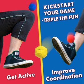 Covelico Footbag Hacky Set of 3 for Kids, Teens & Adults. Yellow, Blue & Red Sack - Each 2.28 inch, 1.6oz, Durable Dual Layered Synthetic Suede, Instructions & Stylish Bag, Solo or Group Footbag Game