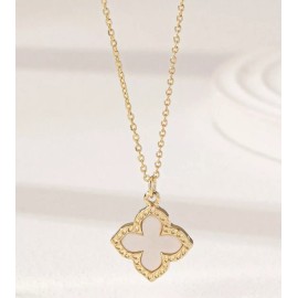 Lucky Brand 18K Plated Gold Necklace Lucky Clover Flower Stainless Steel Pendant Jewelry